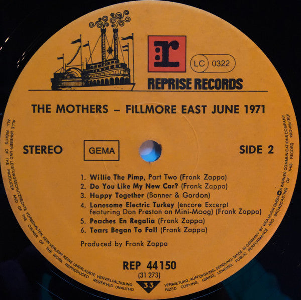 The Mothers : Fillmore East - June 1971 (LP, Album, RE)