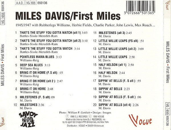 Miles Davis : First Miles - The Very Complete First Miles (CD, Comp)