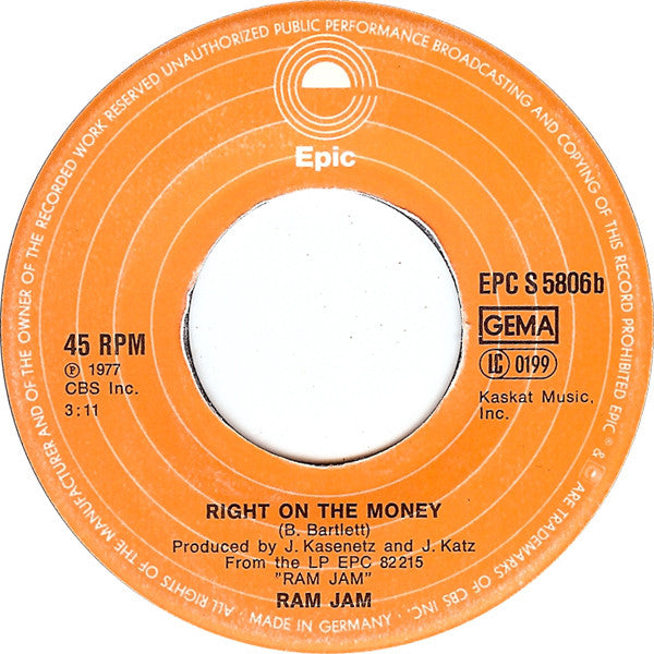 Ram Jam : Keep Your Hand On The Wheel (7", Single)