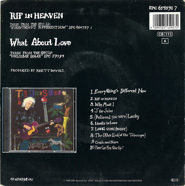 'Til Tuesday : R.I.P. In Heaven (7", Single)