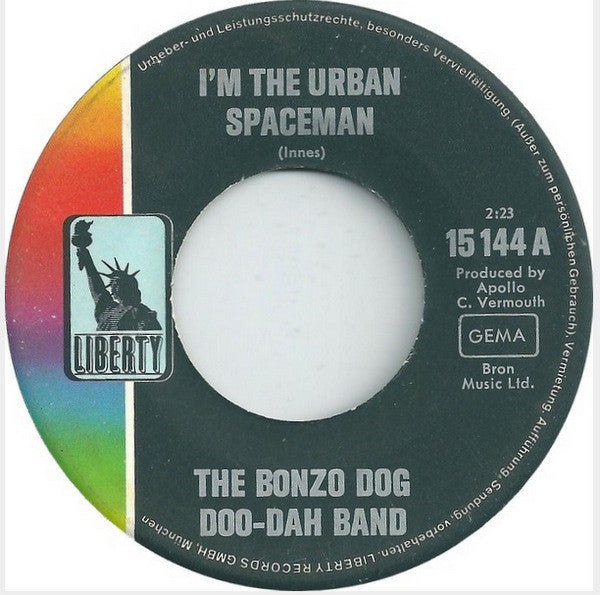 Bonzo Dog Doo-Dah Band : I'm The Urban Spaceman (7", Single, Mono)