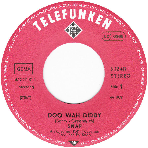 Snap (10) : Doo Wah Diddy (7", Single)