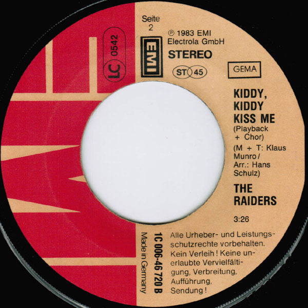 The Raiders (8) : Kiddy, Kiddy Kiss Me (7", Single)