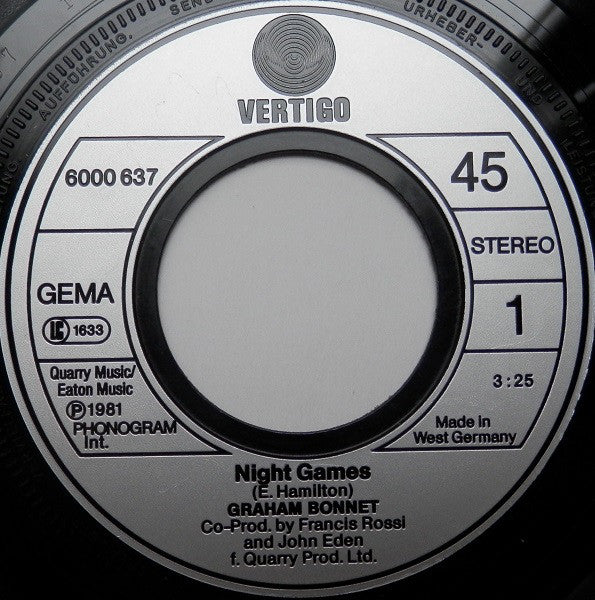 Graham Bonnet : Night Games (7", Single)