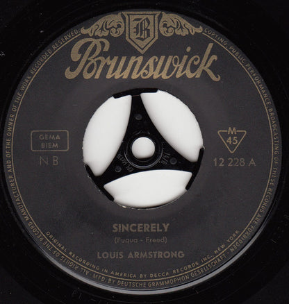 Louis Armstrong : Sincerely (7", Single, Mono)