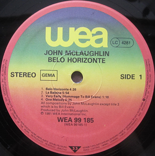 John McLaughlin : Belo Horizonte (LP, Album)