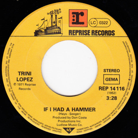 Trini Lopez : If I Had A Hammer / La Bamba (7", Single, RE)