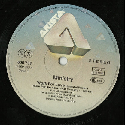 Ministry : Work For Love (12", Maxi)