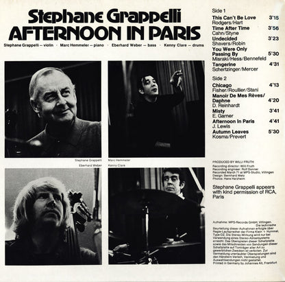 Stéphane Grappelli : Afternoon In Paris (LP, Album, RE, Gat)