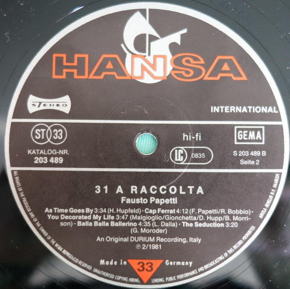 Fausto Papetti : 31a Raccolta (LP, Album)