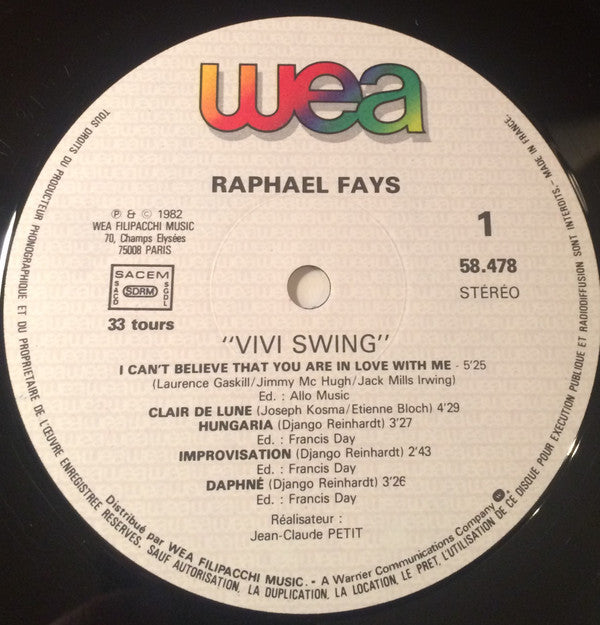 Raphaël Fays : Vivi Swing (LP, Album)