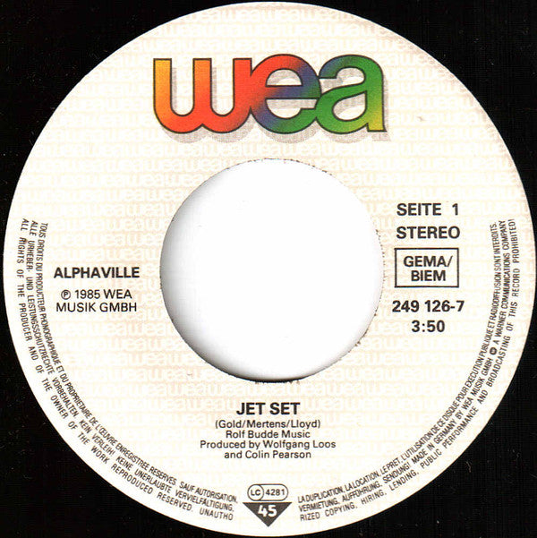 Alphaville : Jet Set (7", Single)