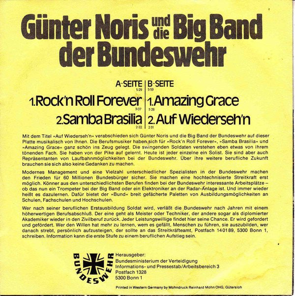 Günter Noris Und Die Big Band Der Bundeswehr : Rock'n Roll Forever / Samba Brasilia / Amazing Grace / Auf Wiederseh'n (7", S/Edition)