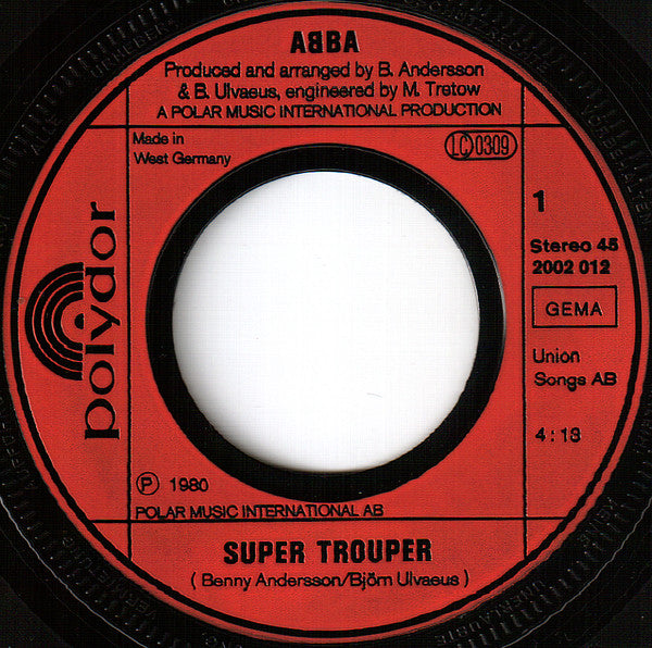 ABBA : Super Trouper / The Piper (7", Single)