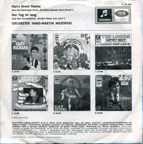 Orchester Hans-Martin Majewski : Harry Brent Thema / Der Tag Ist Lang (7", Single, Mono)