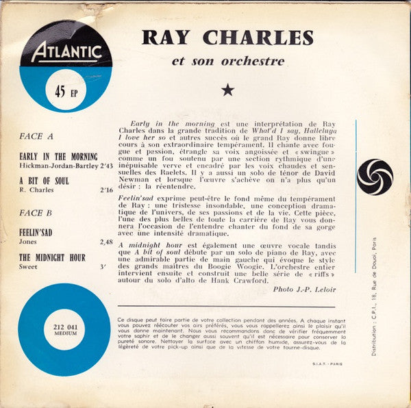 Ray Charles And His Orchestra : Early In The Morning (7", EP)