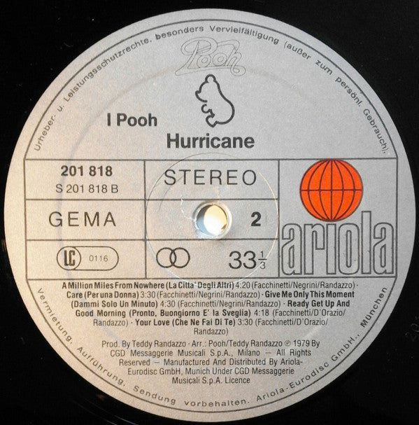 Pooh : Hurricane (LP, Album)