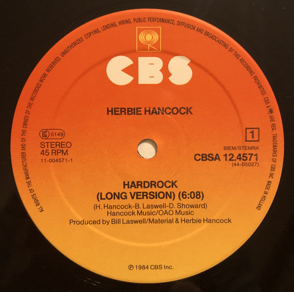 Herbie Hancock : Hardrock (12")