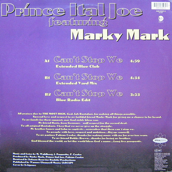 Prince Ital Joe Feat. Marky Mark : Can't Stop We (12")