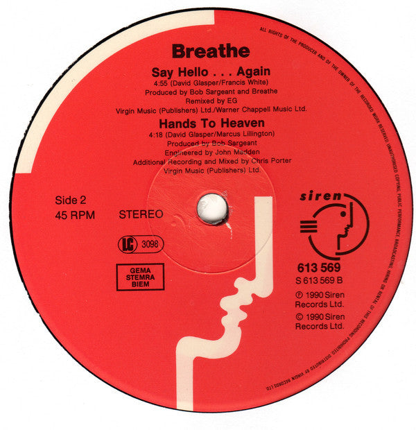 Breathe (3) : Say Hello (12", Maxi)