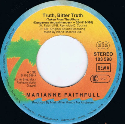 Marianne Faithfull : Truth, Bitter Truth (7", Single)