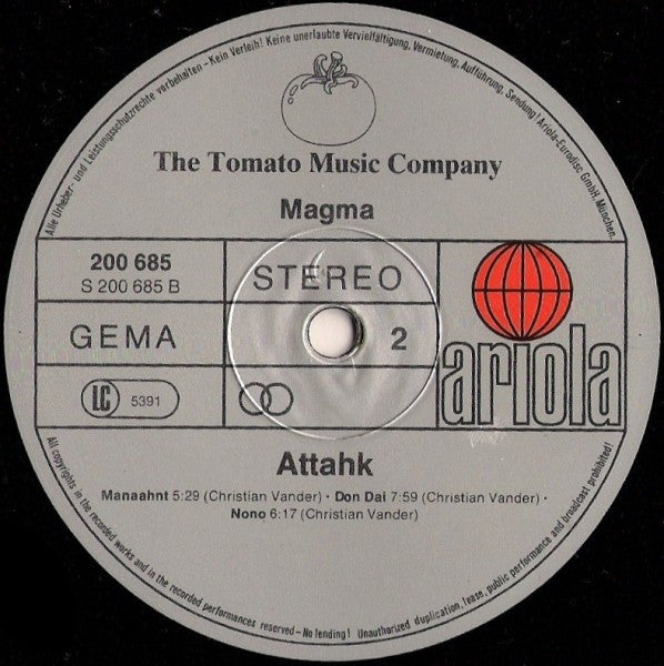 Magma (6) : Attahk (LP, Album, RE)