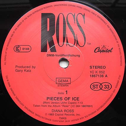 Diana Ross : Pieces Of Ice (12", Maxi)