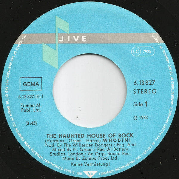 Whodini : The Haunted House Of Rock (7", Single)