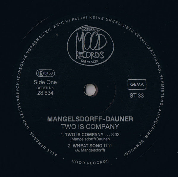 Dauner* - Mangelsdorff* : Two Is Company... (LP, Album)