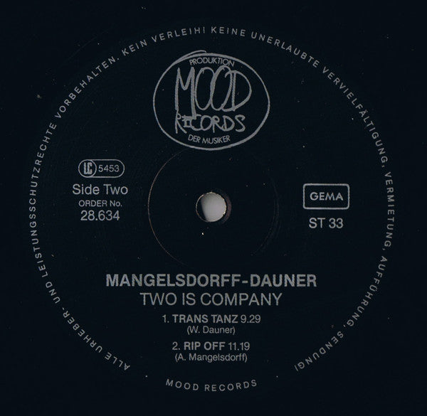 Dauner* - Mangelsdorff* : Two Is Company... (LP, Album)