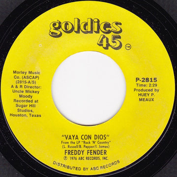 Freddy Fender (2) : Vaya Con Dios (7", Single, RE)