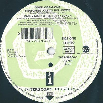 Marky Mark And The Funky Bunch* Featuring Loletta Holloway* : Good Vibrations (7", Single)