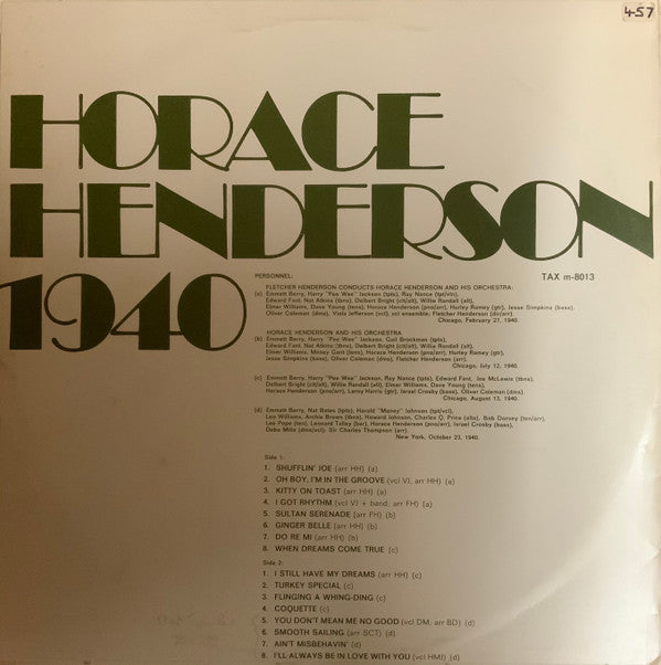 Horace Henderson : Horace Henderson 1940 (LP, Comp)