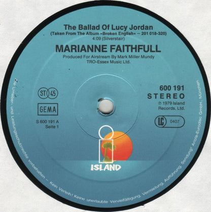 Marianne Faithfull : The Ballad Of Lucy Jordan (12", Single)