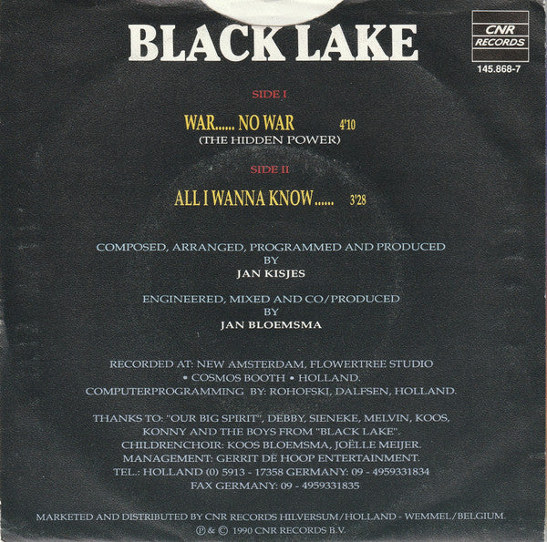 Black Lake : War....... No War (7", Single)