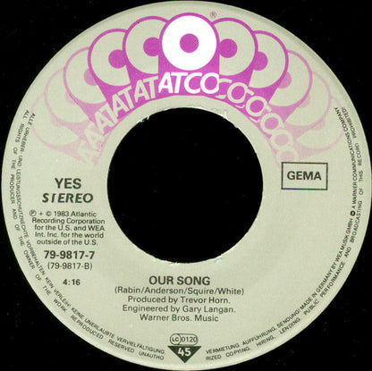 Yes : Owner Of A Lonely Heart (7", Single)