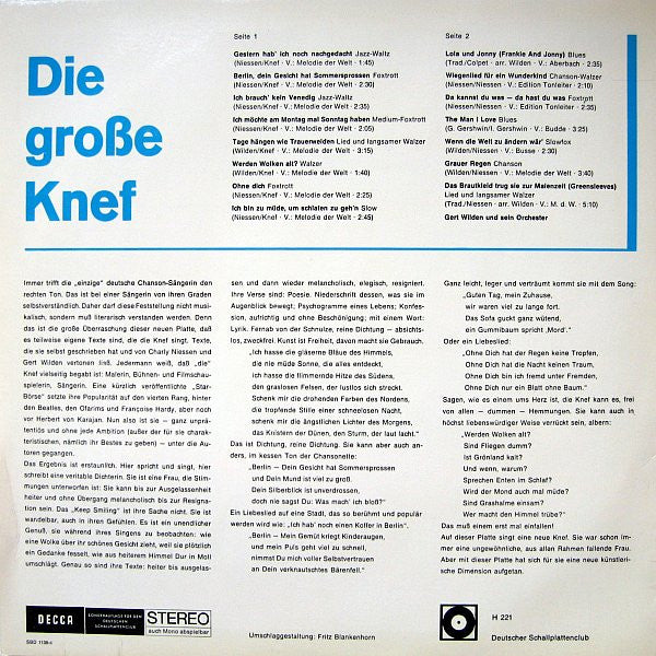 Hildegard Knef : Die Grosse Knef (LP, Comp, Club)