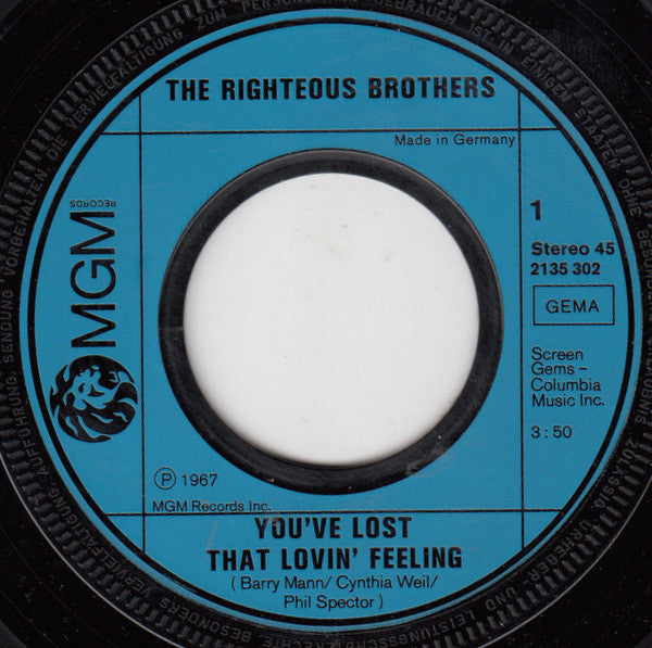 The Righteous Brothers : You've Lost That Lovin' Feeling / Unchained Melody (7", RE)