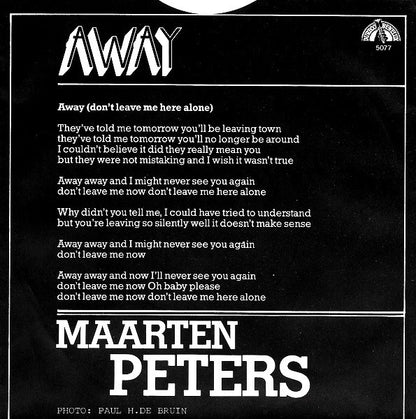 Maarten Peters : Away (Don't Leave Me Here Alone) (7", Single)