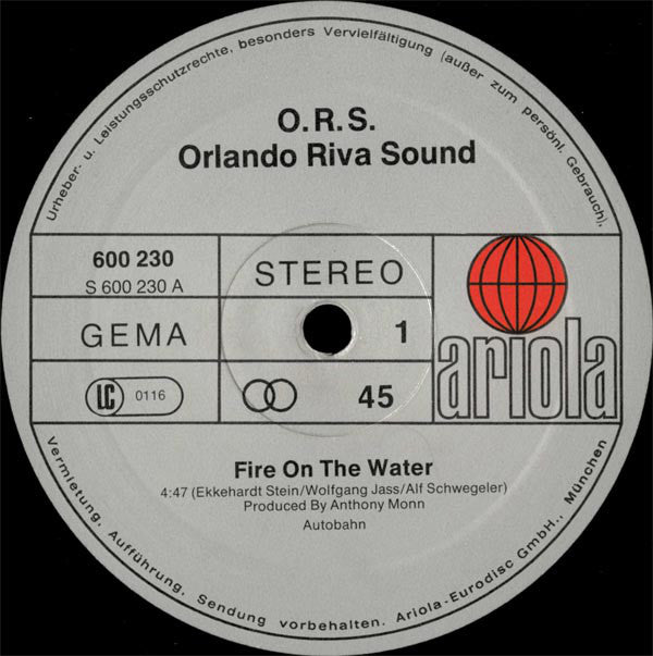 O.R.S. (Orlando Riva Sound) : Fire On The Water (12", Single)