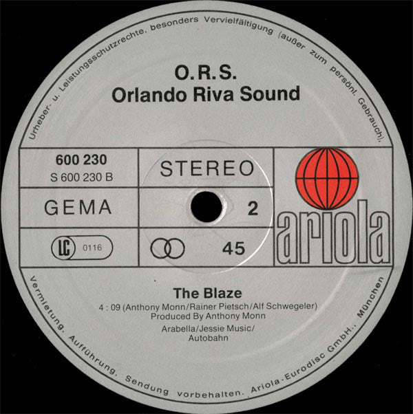 O.R.S. (Orlando Riva Sound) : Fire On The Water (12", Single)