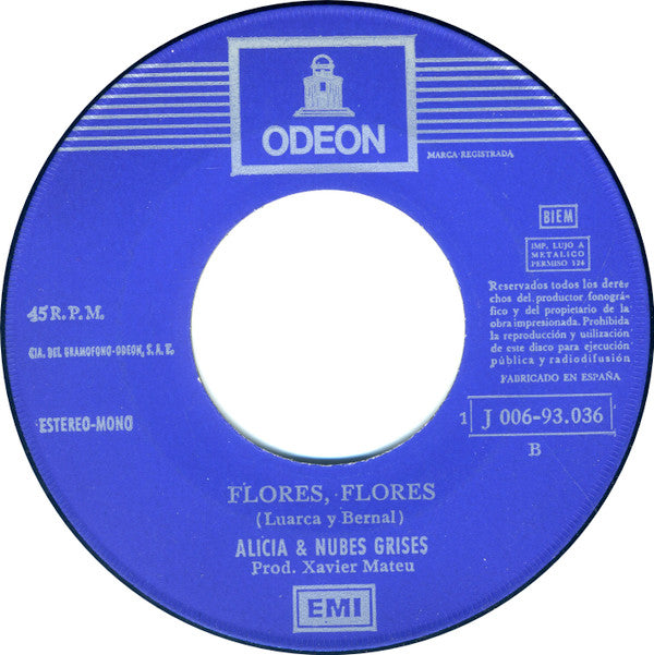 Alicia & Nubes Grises : Solo Una Vez, Y... / Flores, Flores (7", Single)