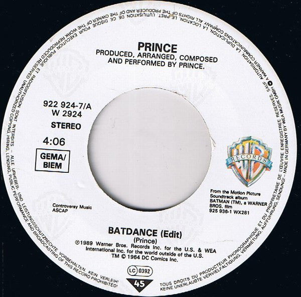 Prince : Batdance (7", Single, Lar)