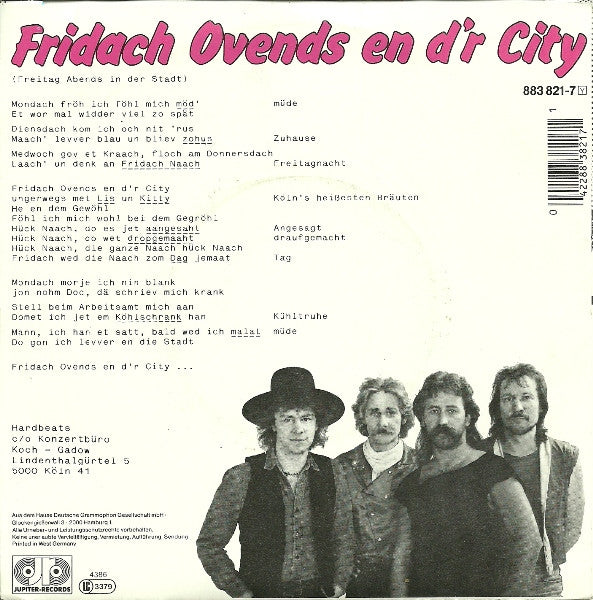 Hardbeats : Fridach Ovends En D'r City (7", Single)