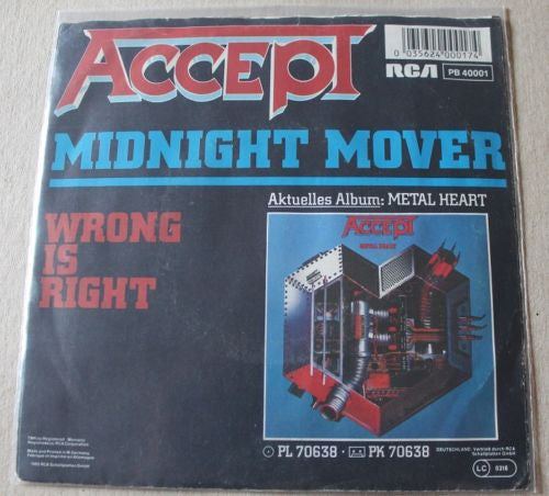 Accept : Midnight Mover (7", Single)