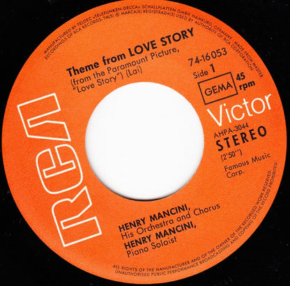 Henry Mancini And His Orchestra And Chorus : Theme From "Love Story" / Theme From "Borsalino" (7", Single)