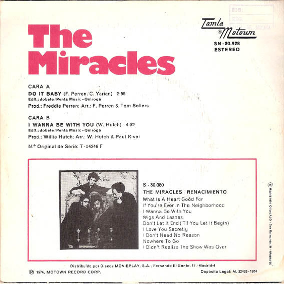 The Miracles : Do It Baby (7")