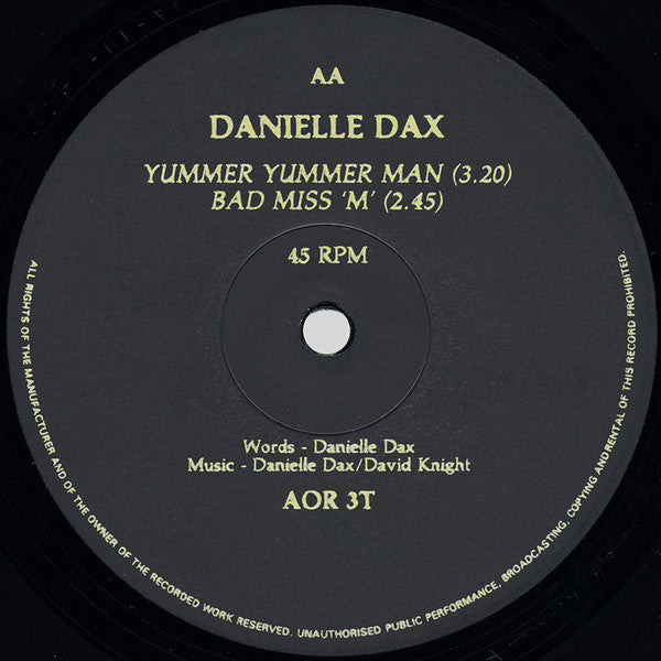 Danielle Dax : Yummer Yummer Man (12")