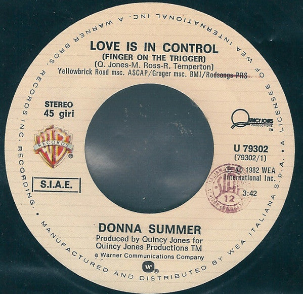 Donna Summer : Love Is In Control (Finger On The Trigger) (7")