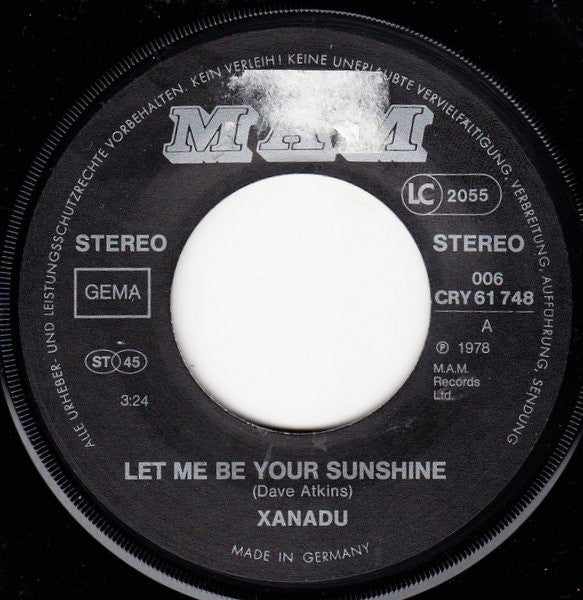 Xanadu (10) : Let Me Be Your Sunshine (7", Single)